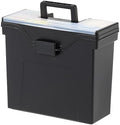 IRIS USA Slim Portable File Box Organizer with Lid, Letter Files, Black by IRISUSA