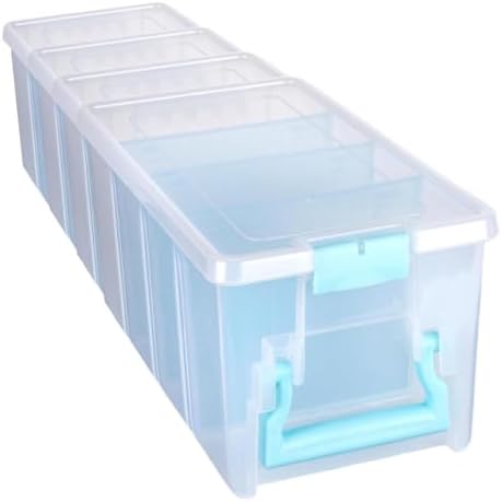 ArtBin 6925AA Semi Satchel with Removable Dividers, Portable Art & Craft Organizer with Handle, [1] Plastic Storage Case, Clear - Aqua Accents (Pack of 4) by ArtBin