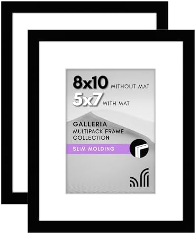 Americanflat 8x10 Picture Frame 2-Pack - Matted to 5x7 - Black by Americanflat