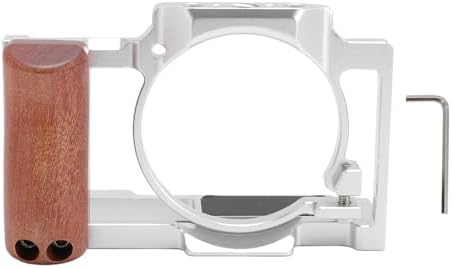 Jiawu Camera Video Cage for ZV1 Precise Design with Wooden Handle Grip for Improved Stability and Filming Experience (Silver) - Image 6