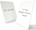 2 Pack Metal White Magnet Display Board, 14" × 10" Anti-slip Magnetic Bulletin Board Tabletop Memo Craft Photo Display Stand Small Business Supplies for Home Office Vendor Booth Events Store Classroom by Unknown