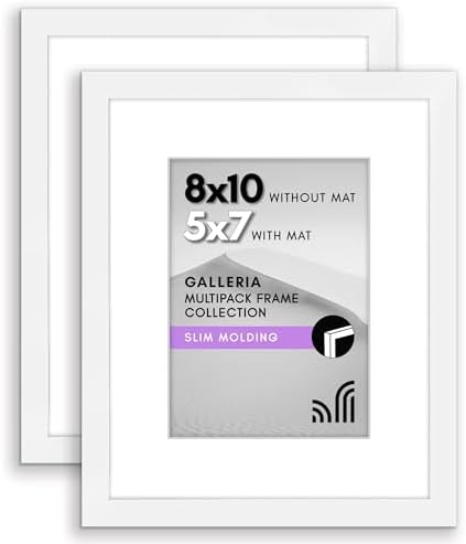 Americanflat 8x10 Picture Frame 2-Pack - Matted to 5x7 - White by Americanflat