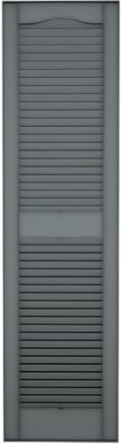 12 in. W x 25 in. H Builders Edge, Standard Cathedral Top Center Mullion, Open Louver Shutters, Includes Matching Installation Spikes (Per Pair), 419 - Storm Cloud - Image 5