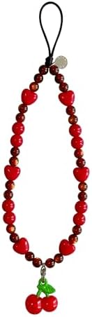 Drawwind Phone Charm Beaded Wristlet Strap Universal Cell Phone Lanyard Cute Bracelet Wrist Strap Beaded Chain String Handmade Accessories for Case Camera Bags (Sweet Cherries) by Drawwind