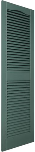 Builders Edge 14.5 in. W x 80 in. H Builders Edge, Standard Cathedral Top Center Mullion, Open Louver Shutters, Includes Matching Installation Spikes (Per Pair), 028 - Forest Green - Image 3
