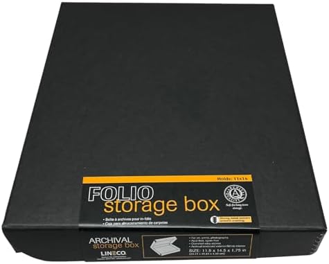 Lineco Clamshell Archival Storage Box, 11x14x1.75 Inch, Black by Lineco