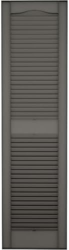 Ekena Millwork Lifetime Vinyl LL1S14X02500TG Standard Cathedral Top Center Mullion, Open Louver Vinyl Shutters, w/Installation Shutter-Lok's & Matching Screws (Per Pair), 14.5"W x 25"H, Tuxedo Grey - Image 5