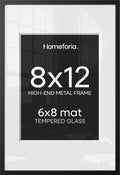Homeforia 8x12 Black Picture Frame, High-End Metal, 6x8 Mat, Glass by Homeforia