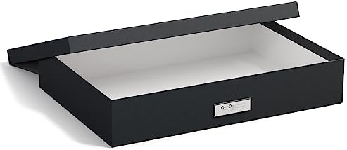 Bigso Sverker Fiberboard Legal and Art Storage Box - Scrapbook Storage Box for Loose Papers and More - Durable Document Boxes with Lid and Metal Label Holder - 17.1 in x 12.2 in x 3.3 in - Dark Grey - Image 2