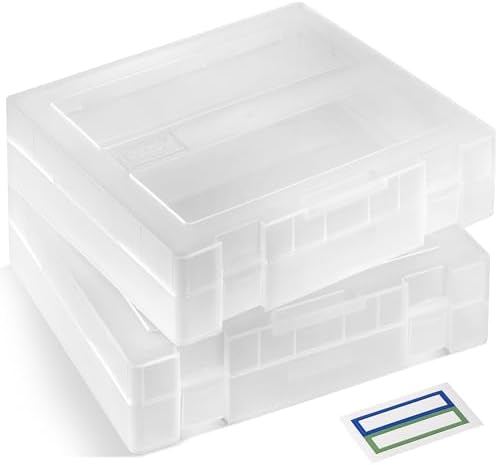2-Pack Art and Craft Organizers and Storage Case – Thick Tall Transparent Stackable Plastic Craft Storage Containers, Project Organizer Paper Box Fits 8.5 x 11 Inch Papers & More, 12.4 x 10.8 x 3.1 In - Image 2