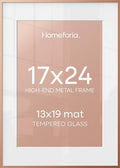 Homeforia 17x24 Rose Picture Frame, High-End Metal, 13x19 Mat, Glass by Homeforia