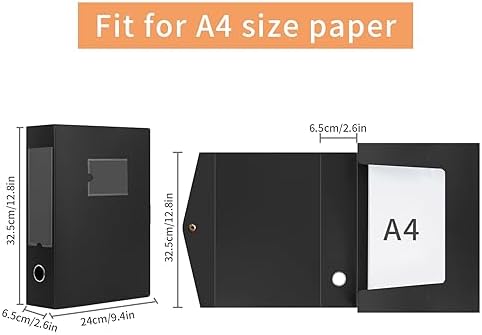 HUA JIE 2 Pack A4 Storage File Boxes Archives Case,65mm Spine-Black - Image 3