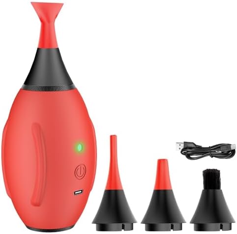 LENSGO Electric Air Blow,Camera Cleaning Kits with 4 Cleaning Heads for CMOS/Regular/Crevice Clean and Brush, 4.0kPa Dust Removal Type C Charge (Red) by LENSGO