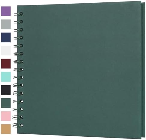 Scrapbook Album 8x8 Inches 40 Pages Hardcover Kraft Paper Green by Bonyomor