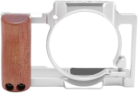 Jiawu Camera Video Cage for ZV1 Precise Design with Wooden Handle Grip for Improved Stability and Filming Experience (Silver) by JIAWU