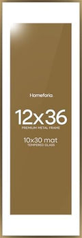 Homeforia 12x36 Bronze Picture Frame, High-End Metal, 10x30 Mat, Glass by Homeforia