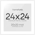 Homeforia 24x24 White Picture Frame, High-End Metal, 20x20 Mat, Glass by Homeforia