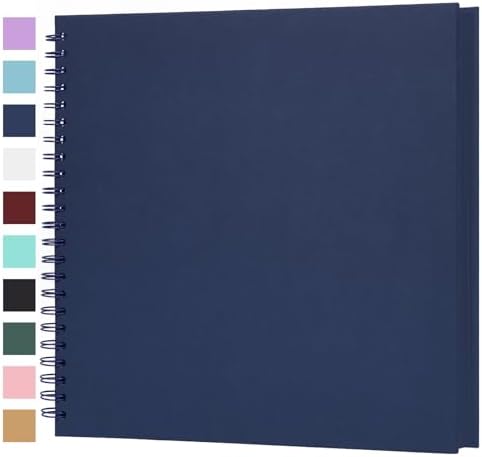 Scrapbook Album 12x12 Inches 100 Pages Hardcover Kraft Paper Blue by Bonyomor