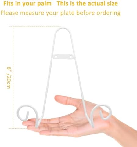 YY YEARCHY Metal Plate Stand Holder, Wall Hanging Display Rack, Sturdy Iron Easel for Displaying Plates (8-14 Inch), Bowls, Platters, Art, Photos, Books (4, White, 8"x4.8"x4") - Image 5
