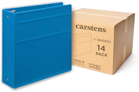 Carstens 3-Inch Heavy Duty 3-Ring Binder - Side Opening, Pool Blue, Durable Plastic, Precision No-Gap Rings, Waterproof Cover, No Pockets, Holds 400 US Letter Sheets, BPA-Free, Made in USA (1700-3R) by Carstens