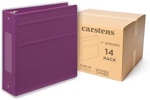 Carstens 3-Inch Heavy Duty 3-Ring Binder - Side Opening, Dewberry Purple, Durable Plastic, Precision No-Gap Rings, Waterproof Cover, No Pockets, Holds 400 Letter Sheets, BPA-Free Made in USA (1707-3R) by Carstens