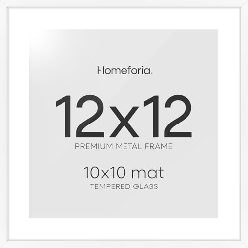 Homeforia 12x12 White Picture Frame, High-End Metal, 10x10 Mat, Glass by Homeforia