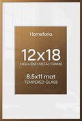 Homeforia 12x18 Bronze Picture Frame, High-End Metal, 8.5x11 Mat, Glass by Homeforia