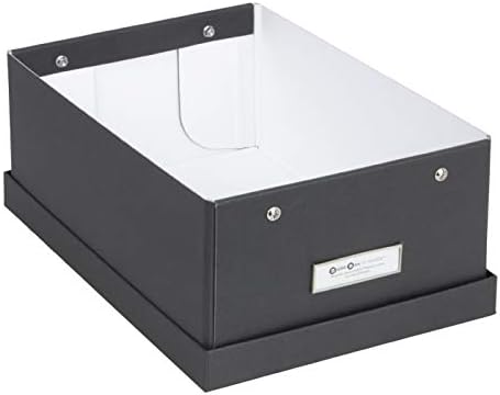 Bigso Box of Sweden Karin Collapsible Storage Box with Labelframe for Easy Identification - Simple Assembly Without Tools - Decorative Storage Boxes with Lids - 8.9in x 12.4in x 5.4in - Dark Gray - Image 3