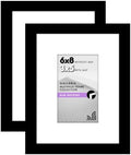 Americanflat 6x8 Picture Frame 2-Pack - Matted to 3x5 - Black by Americanflat