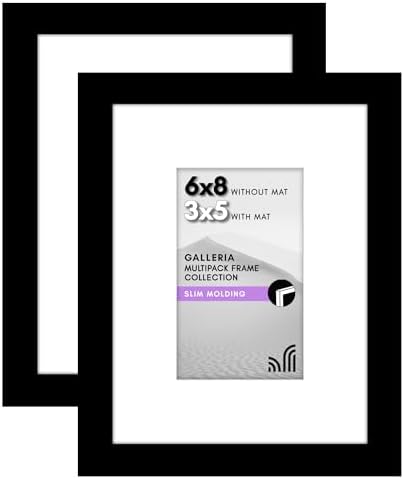 Americanflat 6x8 Picture Frame 2-Pack - Matted to 3x5 - Black by Americanflat