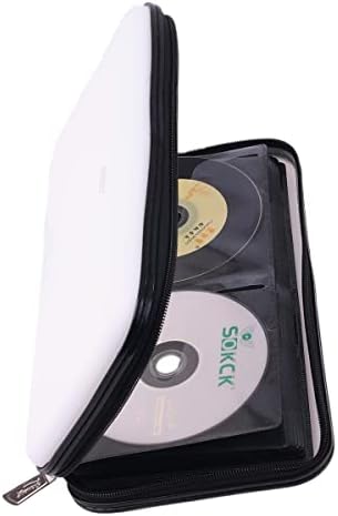 72 Capacity Heavy Duty Wallet, DVD Case Holder for Car, Hard Shell Sturdy,CD disc Binder, Booklet, Protective Blu-ray Wallet (72 Capacity,White) by XiongYe