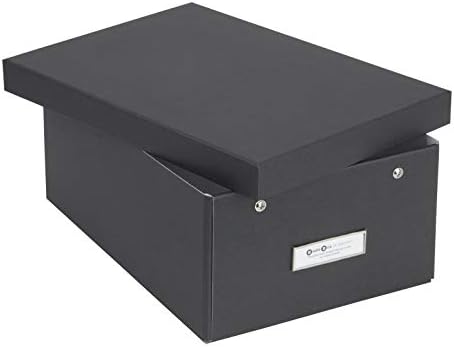 Bigso Box of Sweden Karin Collapsible Storage Box with Labelframe for Easy Identification - Simple Assembly Without Tools - Decorative Storage Boxes with Lids - 8.9in x 12.4in x 5.4in - Dark Gray - Image 2