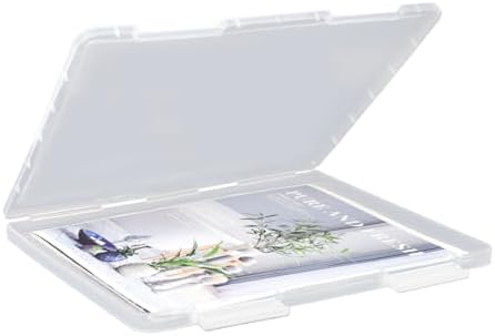 SAYEEC Portable Project Case A4 Plastic Transparent File Storage Box for 8.5"x11" Paper Slim Photo Art Craft Storage Container Scrapbook Document Organizer Magazine Protector for Office School (White) by SAYEEC