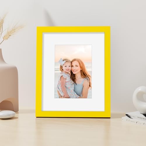 Vittanly 8x10 Picture Frame Made of Solid Wood for Wall or Tabletop, Yellow - Image 4
