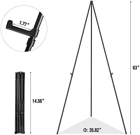 Easel Stand for Display, Aredy 63" Portable Painting Easel, Lightweight Metal Easels for Painting Canvas, Wedding Sign (4 Pack) - Image 5