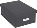 Bigso Box of Sweden Karin Collapsible Storage Box with Labelframe for Easy Identification - Simple Assembly Without Tools - Decorative Storage Boxes with Lids - 8.9in x 12.4in x 5.4in - Dark Gray by Bigso