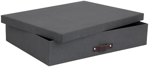 Bigso Sverker Fiberboard Legal/Art Storage Box - Scrapbook Storage Box for Papers, Photos, and More - Durable Keepsake Boxes with Lid and Leather Handle - 3.3in x 17.1in x 12.2in - Black - Image 3