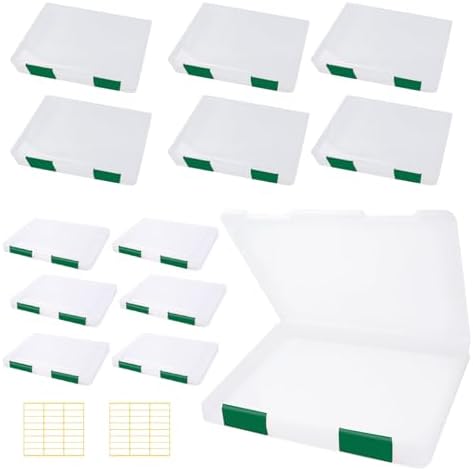 12 Pcs Clear Paper Storage Box, Green, 12.4 x 9.84 x 1.18 Inches by OLUTACOT