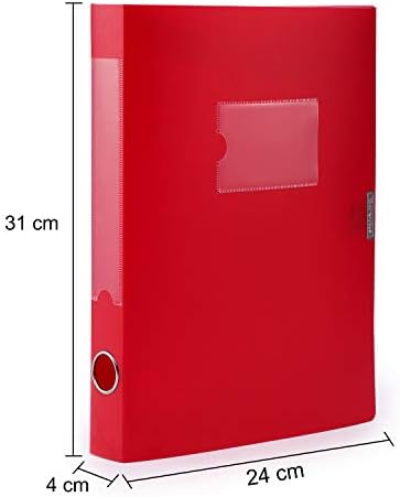 HUA JIE 4 Pack A4 Storage File Boxes Plastic Archives Cases with Lid,Red - Image 3