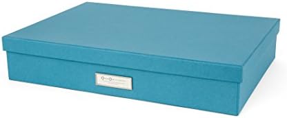 Bigso Sverker Fiberboard Legal and Art Storage Box | Scrapbook Storage Box for Loose Papers and More | Durable Document Boxes with Lid and Metal Label Holder | 17.1’’ x 12.2’’ x 3.3’’ | Turquoise - Image 2
