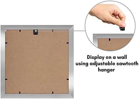 Americanflat 11x11 Picture Frame with Shatter-Resistant Glass - Use as 8x8 Frame with Mat or Display 11x11 Photo Without Mat - Signature Collection - Square Frames for Wall Display - Silver - Image 5