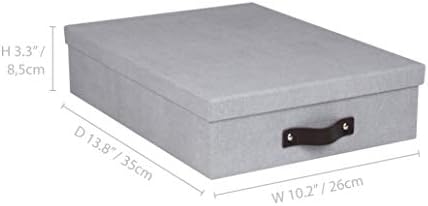 Bigso Oskar Canvas Fiberboard Document Letter Box - File Organizer Box for Important Paperwork - Document Storage with a Lid & Leather Handle - 3.3 in x 10.2 in x 13.8 in - Ash - Image 4