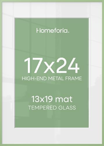 Homeforia 17x24 Green Picture Frame, High-End Metal, 13x19 Mat, Glass by Homeforia