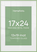 Homeforia 17x24 Green Picture Frame, High-End Metal, 13x19 Mat, Glass by Homeforia