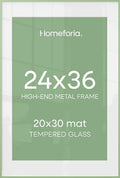 Homeforia 24x36 Green Poster Frame, High-End Metal, 20x30 Mat, Glass by Homeforia