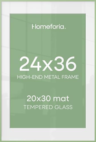 Homeforia 24x36 Green Poster Frame, High-End Metal, 20x30 Mat, Glass by Homeforia