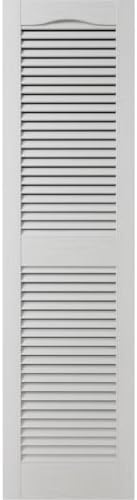Builders Edge 12 in. W x 72 in. H Builders Edge, Standard Cathedral Top Center Mullion, Open Louver Shutters, Includes Matching Installation Spikes (Per Pair), 001 - White - Image 2