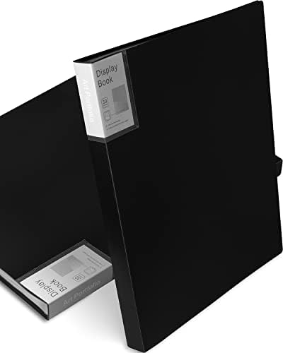 Folder with Plastic Sleeves 2 Packs 11"x14" Black Portfolio Folder for Artwork Display Book 30 Pockets 60 Page Capacity by Dynta