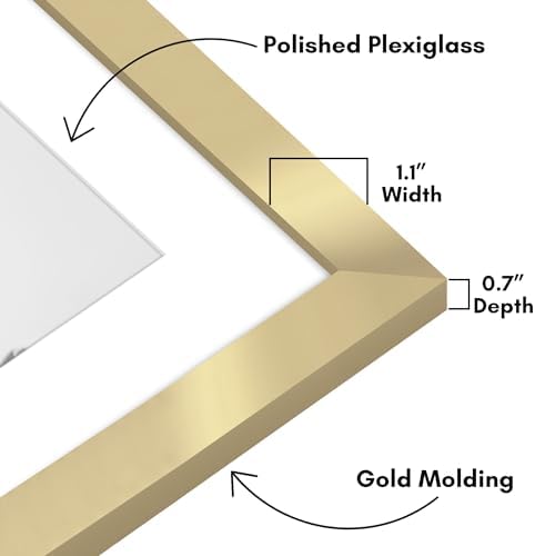 Americanflat 16x20 Poster Frame - Matted to 12x16 - Engineered Wood - Gold - Image 3