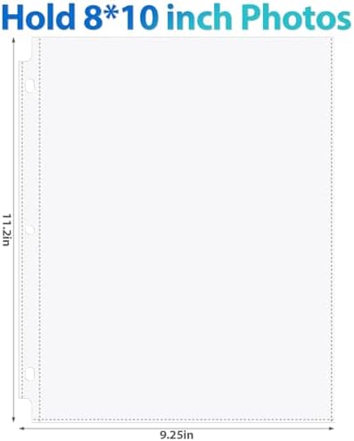 Feifeiya 150 Pack 8 x 10 Photo Sleeves for 3 Ring Binder(for 300 Pictures) archival Photo Page Protectors Holds Clear Plastic Refill Pages Plastic Album Refill Pages - Image 2